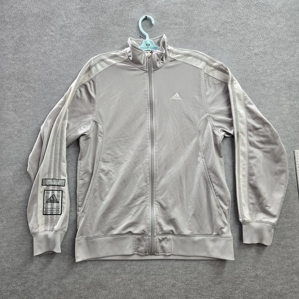 VINTAGE‎ Adidas Men Jacket M Gray Logo Embroidery Track Classic Stripe Y2K